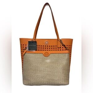 Nanette Lepore Vibrant Apricot Orange Bag in Bag 2-in-1 Tote Purse Vegan Leather